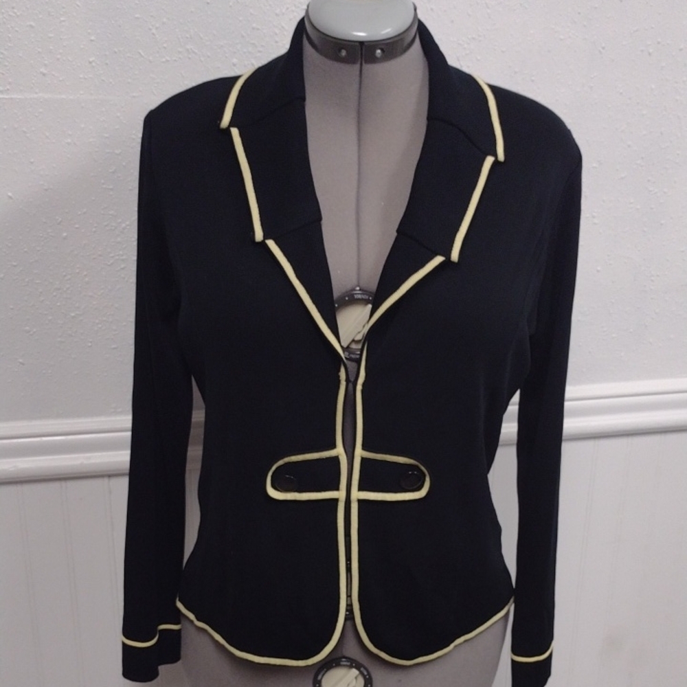 Ming Wang Black Blazer with Yellow Trim